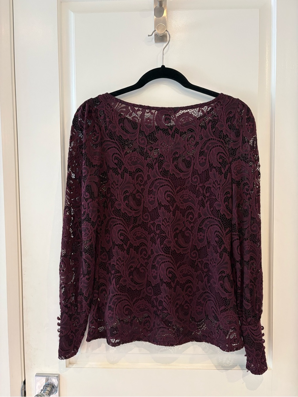 Women’s Lace Long-Sleeve Top - Burgundy
